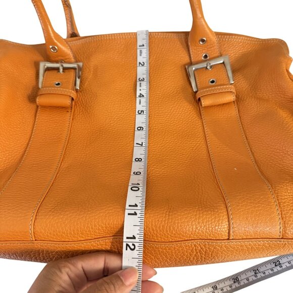 Suarez Women's Orange Leather Silver Hardware Tote/Shoulder Bag - Picture 10 of 11